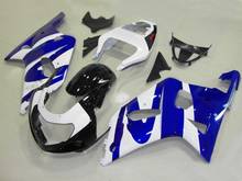 Kit de carenagem com moldes de injeção para gsxr600, 750, 01, 02, 03, gsxr, tamanhos 600, 2001, 2002, abs, branco e azul, conjunto de carenagens sm69 2024 - compre barato