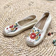 Spring Autumn New National Style Handmade Shallow Embroider Flowers Women Flats Ethnic Slip-On Ladies Casual Fabric Shoes 202103 2024 - buy cheap