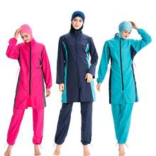 Bañador musulmán modesto para mujer, traje de baño islámico de cobertura completa, Burkini árabe, conjuntos de 3 uds., 2019 2024 - compra barato