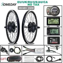 Um dia kit de conversão para bicicleta elétrica, 36v/48v, 250w, eixo dianteiro, 16-29 '', 700c, conector à prova d'água 2024 - compre barato