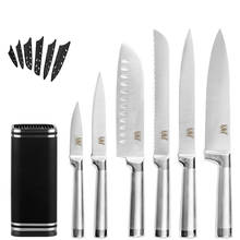 7Pcs Kitchen Knife Set 7cr17 Stainless Steel Fruit Utility Santoku Chef Slicing Bread Cooking Knives Set Tool With Knife Holder 2024 - buy cheap
