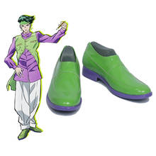 Jojo's bizarre adventure rohan kishibe sapatos para cosplay, de couro pu verde faça você mesmo 2024 - compre barato