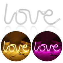 Luminária led neon em formato de amor para noite, luz noturna sem baterias 2024 - compre barato