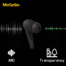 Новые наушники ANC TWS, беспроводные Bluetooth прозрачные наушники с шумоподавлением, наушники с микрофоном, поддержка беспроводной зарядки 2024 - купить недорого
