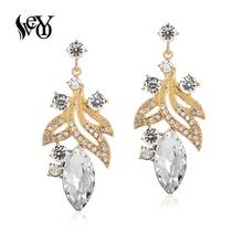 VEYO Geometry Drop Crystal Zinc Alloy Earrings for Women Elegant Hollow out Rhinestone Earrings Fashion Jewelry Gift 2024 - buy cheap