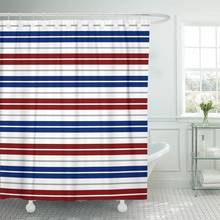 Navy Nautical Red Blue White Gray Stripes Pattern Barber Shower Curtain Waterproof Polyester Fabric 72 x 78 Inches with Hooks 2024 - buy cheap