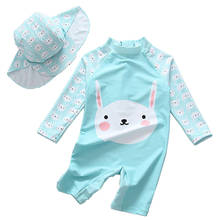 Kids UV UPF50+ Cartoon Shark Swimsuit Boys Girls Pink Flamingo Rabbit Swimwear with Hat Bathing Surfing Suits for Little Girl 2T 2024 - buy cheap