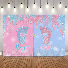 Little Feed Boy or Girl Gender Reveal Backdrop Newborn Kids Baby Shower Party Decoration Banner Blue or Pink Photo Background 2024 - buy cheap