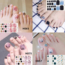 22tips/sheet Toe Nail Stickers Waterproof Fashion Toe Nail Art Full Cover Adhesive Bright Stickers Manicure Decals 2024 - buy cheap