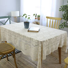 NEW Vintage Pastoral Flower Crocheted Tablecloth Wedding Table Decoration Cotton Rectangular Hollow Plaid Table Cloth Obrus 2024 - buy cheap