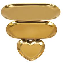 NHBR-3Pcs Jewelry Tray Gold Tray Vanity Tray Jewelry Organizer Trays Candle Tray Cosmetic Tray Decorative Jewelry Dish for Vanit 2024 - buy cheap