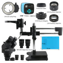 Тринокулярный стереомикроскоп, 3,5x-90X, 180X, с двойной стрелой, 8 Мп, 4K, HDMI, USB, видеокамера для ремонт телефона PCB 2024 - купить недорого