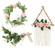 Nova rosa hoop grinalda porta decoração de madeira parede pendurado casa floral decoração banquete casamento flores artificiais pingente guirlanda 2024 - compre barato