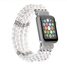 Pulsera de cadena hecha a mano para Apple Watch, pulsera con cuentas de perlas para Apple Watch Series 1, 2, 3, 4, 5, 6 SE, correa de 38mm, 40mm, 42mm y 44mm 2024 - compra barato