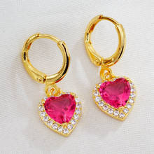 2020 New Gold Color Earrings Multicolour Zircon Drop Earrings for Women Girl Girlfriend Gift Jewelry Simple Heart Earings 2024 - buy cheap