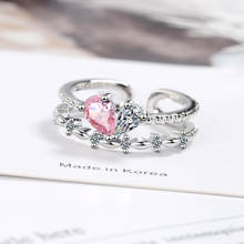 New 925 Sterling Silver Ring For Women Jewelry Romantic Heart Pink Zircon Rose Gold Rings Exquisite Girl Valentine's Day Gifts 2024 - buy cheap