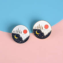 Cartoon Geometry Round Mountain Peaks Suns Suns Enamel Brooches Gold Silver Alloy Badges Denim Clothes Bags Pins Cute Jewelry 2024 - buy cheap