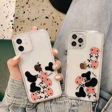 Cute Cartoon Milk Cow Liquid Quicksand Sliding Blocks Phone Case For iPhone X XR 11 12Pro XS MAX 6 7 8 Plus SE 2020 Clear Cover 2024 - buy cheap