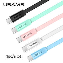 USAMS 3 шт. USB Type C кабель для синхронизации данных плоский USB кабель A для Samsung S 10 9 8 Honor Huawei USB кабель 2A быстрое зарядное устройство кабель 2024 - купить недорого