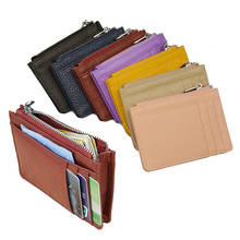 Large Wide Genuine Leather ID Card Holder Fashion Candy Color Thick Zipper Card Wallet Business Bank Credit Card bag 2024 - buy cheap