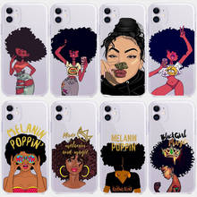 Funda de teléfono con diseño de chica Afro para iPhone, carcasa de silicona de TPU con diseño mágico de melanina Poppin para iPhone 12 pro max 11 pro max 5S 6 6s 8 7 Plus X XR XS MAX 2024 - compra barato