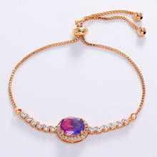 LUALA-pulsera ovalada con gradiente de color oro rosa para mujer, brazalete con dijes, cadena de circonita de cristal, joyería, 2021 2024 - compra barato