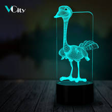 VCity-Lámpara de avestruz 3D para el hogar, luz nocturna de 7 cambios de colores, Lampa creativa para dormir, juguete de Animal, placa transparente acrílica 2024 - compra barato