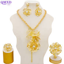 Dubai Gold jewelry Sets Flower Shape Jewellery For African Women Necklace Wedding Party necklace sets 2021 2024 - buy cheap