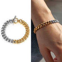 Stylish Bracelet for Men Women 9mm Unique Gold Silver Color Stainless Steel Curb Cuban Link Chain Bracelets Jewelry LDB315 2024 - buy cheap