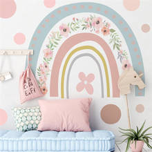 Pegatinas de pared de arcoíris bohemias, calcomanía de pared extraíble de flores, papel tapiz autoadhesivo de dibujos animados para habitación de niños, arte de decoración del hogar para dormitorio de niña 2024 - compra barato