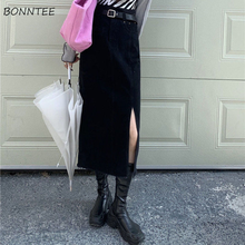 Skirts Women Soft Denim A-line Office Empire Asymmetrical Solid Simple Korean Style Harajuku Street Casual Black Spring Elegant 2024 - buy cheap