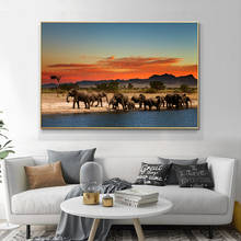 Wild Africa Elephant  Animal Art Sunset Landscape Canvas Painting Posters and Prints Cuadros Wall Art Picture for Living Room 2024 - buy cheap