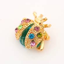 New personality animal colorful insect badge brooch cartoon crystal diamond ladybug corsage clothing bag hat accessories jewelry 2024 - buy cheap