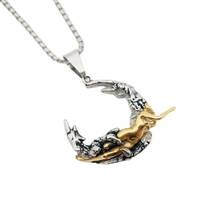 2021 SS New 2 tone Stainless Steel Moon Goddess Pendant Necklace Naked Greek mythology Goddess Fashion Jewelry Gift for Women 2024 - buy cheap