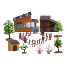 Simulação de cenas de fazenda, kit de construção de pvc, planta, cão, casa, cerca, faça você mesmo, micro areia, mesa, adereços, decoração em miniatura, paisagem 2024 - compre barato