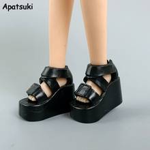 Black Wedge Platform Fashion Doll Shoes for Barbie Doll Summer Sandals for Blyth Dolls Accessories Playhouse Kids Toys 1/6 DIY 2024 - buy cheap