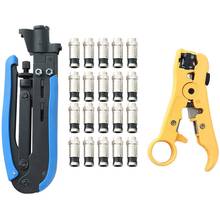 New Coaxial Compression Tool Coax Cable Crimper Kit F-Type Crimper Cable RG6 RG59 RG11 and Coaxial Cable Stripper with 20 PCS F 2024 - buy cheap