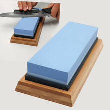 Pedra de amolar + base de bambu + conjunto de faca, conjunto profissional de dupla face pedra de amolar para cozinha 2024 - compre barato