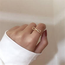 Anillo de lazo coreano, 2020 Anillo sencillo de oro mate. Elegante anillo de nudillos. Anillo de dedo índice para mujer, sortija de latón exagerada 2024 - compra barato