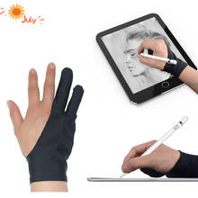 Guante de dibujo de artista de 2 dedos, negro, para cualquier tableta de dibujo gráfico, antiincrustante, tanto para mano derecha como izquierda, guantes de dibujo S M 2024 - compra barato