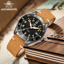 Adies relógio de mergulho masculino, relógio vintage marrom com pulseira de couro nh35, mostrador automático luminoso com 200m, à prova d'água, cristal safira 2024 - compre barato