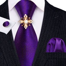 Retro Brooches Men Wedding Tie Purple Solid Silk Tie Hanky Set Barry.Wang 8.5cm Fashion Designer NeckTies For Men Gift Party 2024 - buy cheap