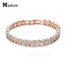 Pulsera de cristal de lujo para mujer y niña, joyería informal, abalorio de Color dorado y plateado, brazalete de circonita romana, pulsera femenina 2024 - compra barato