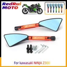 Для kawasaki NINJA Z300 Z 300 универсальные аксессуары для мотоциклов ЧПУ алюминиевые синие линзы боковое зеркало заднего вида лазерный логотип (Z300) 2024 - купить недорого