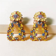 JURAN 6 Colors 2020 Flower Stone Drop Earrings for Women Crystal Shiny Dangle Earrings Wedding Jewelry Party Gifts Wholesale 2024 - buy cheap