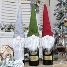 Natal papai noel presentes sacos gnome champanhe garrafas de vinho capa manga saco de embalagem de presente festa de jantar decoração pacote de doces 2024 - compre barato