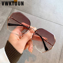 VWKTUUN-gafas de sol sin montura con marco de aleación para mujer, lentes grandes de lujo, con gradiente UV400 2024 - compra barato