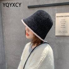YQYXCY Hat Women Winter Autumn Warm Knitted Wool Bucket Hats For Women Simple Casual Korean Bucket Hat Retro Fisherman Cap 2024 - buy cheap