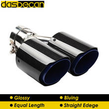 Desbecan Car Dual Exhaust Tip Rolling Edge For Ak StainLess Steel Tail Pipe 3k Carbon Fiber Pipe Black Muffler  Y Model End Tips 2024 - buy cheap