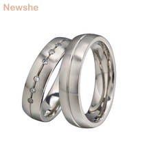Newshe Classic Stainless Steel His And Hers Promise Ring AAA Cubic Zircon Lovers' Wedding Bands Valentine's Gift For Couples 2024 - buy cheap